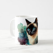 Mug Aquarelle de chat de Siamese (Devant gauche)