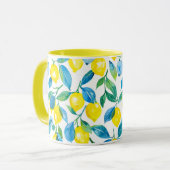 Mug Aquarelle de citrons jaunes méditerranéens (Devant gauche)