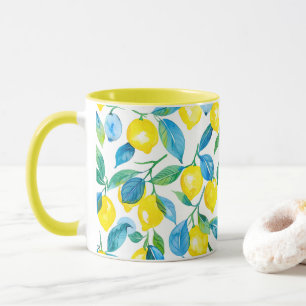 Mug Aquarelle de citrons jaunes méditerranéens