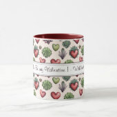 Mug Aquarelle de coeur Succulente Valentines Motif de  (Centre)