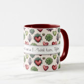 Mug Aquarelle de coeur Succulente Valentines Motif de  (Devant droit)