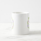 Mug Aquarelle de couronne de fleurs Monogramme muqueus (Centre)