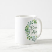 Mug Aquarelle de couronne de verdure de Bridesmaid (Devant droit)