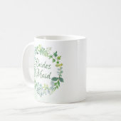 Mug Aquarelle de couronne de verdure de Bridesmaid (Devant gauche)