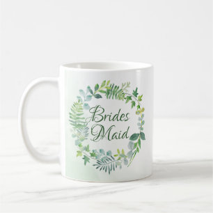 Mug Aquarelle de couronne de verdure de Bridesmaid
