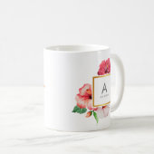 Mug Aquarelle de fille, hibiscus TROPICAL Monogramme (Devant droit)