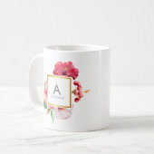 Mug Aquarelle de fille, hibiscus TROPICAL Monogramme (Devant gauche)