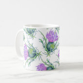 Mug Aquarelle de fleur de chardon écossaise (Devant gauche)