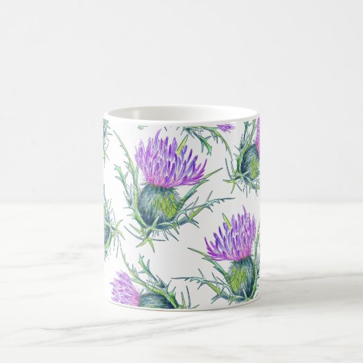 Mug Aquarelle de fleur de chardon écossaise (Centre)