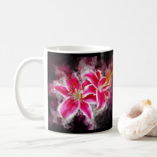Mug Aquarelle de fleur de Stargazer Lily - bb 03 (Avec donut)