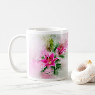Mug Aquarelle de fleur de Stargazer Lily - wb 02
