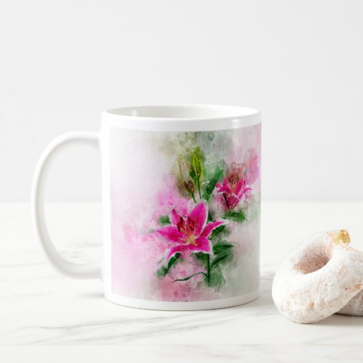 Mug Aquarelle de fleur de Stargazer Lily - wb 02 (Avec donut)