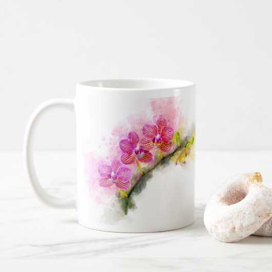 Mug Aquarelle de fleur d'orchidée - rose wb 01 (Avec donut)