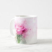 Mug Aquarelle de fleur rose - wb (Devant gauche)