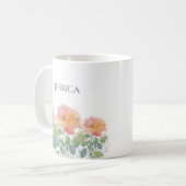 Mug Aquarelle de fleurs de corail Nom (Devant gauche)
