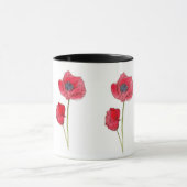 Mug Aquarelle de fleurs rouges de pavot Art botanique (Centre)