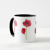 Mug Aquarelle de fleurs rouges de pavot Art botanique (Devant gauche)