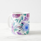 Mug Aquarelle de fleurs violettes et roses. Modèle flo (Devant gauche)