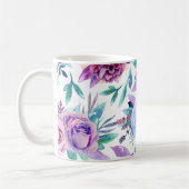 Mug Aquarelle de fleurs violettes et roses. Modèle flo (Gauche)