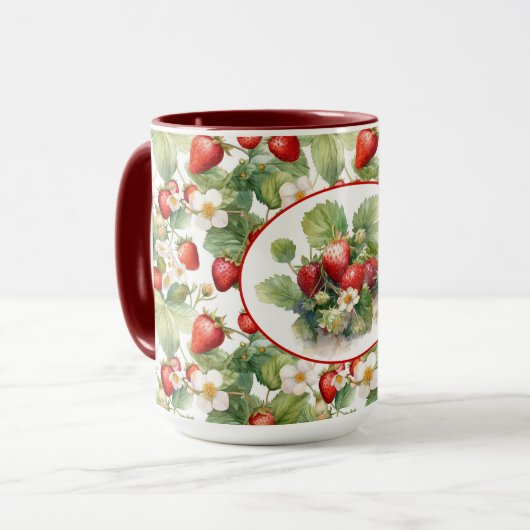 Mug Aquarelle de fraises mûres (Devant gauche)