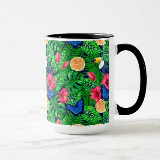 Mug Aquarelle de jardin toucan et tropical (Droite)