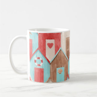 Mug Aquarelle de la maison de plage : motif rétro.