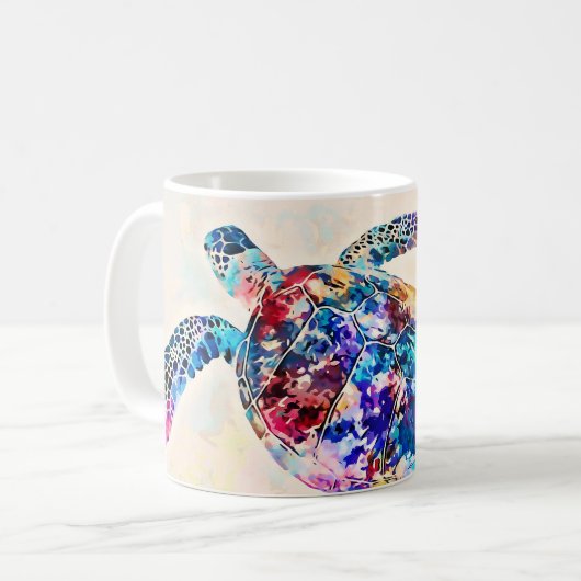 Mug Aquarelle de la tortue de mer d'Hawaï (Devant gauche)