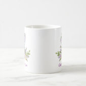 Mug Aquarelle de lavande d'éléphant mignonne pivoines  (Centre)