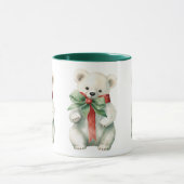 Mug Aquarelle de l'ours polaire mignon rouge vert (Centre)