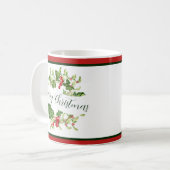 Mug Aquarelle de Noël avec couronne personnalisée (Devant gauche)