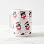 Mug Aquarelle de Noël Chat Tricolée avec Écharpe (Devant gauche)