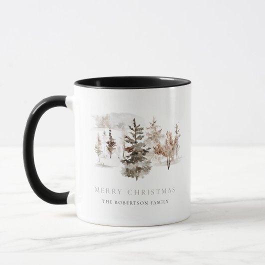Mug Aquarelle de Noël Couche paysage hiver (Gauche)