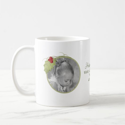 Mug Aquarelle de Noël Elégante verdure Holly Berry (Gauche)