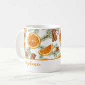 Mug Aquarelle de Noël Oranges Citrus Personnalisées (Devant gauche)