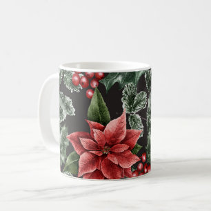 Mug Aquarelle de Noël Poinsettia Motif