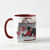 Mug Aquarelle de Noël Rouge Vert Floral Vos photos (Gauche)