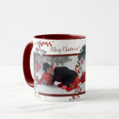 Mug Aquarelle de Noël Rouge Vert Floral Vos photos (Devant gauche)