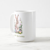 Mug Aquarelle de Pâques Lapin & Fleurs (Devant gauche)