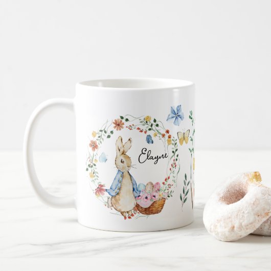 Mug Aquarelle de Pâques lapin personnalisée (Avec donut)