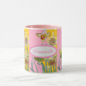 Mug Aquarelle de peinture de la jonquille Fleur rose j (Centre)