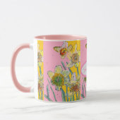 Mug Aquarelle de peinture de la jonquille Fleur rose j (Gauche)
