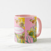 Mug Aquarelle de peinture de la jonquille Fleur rose j (Devant droit)