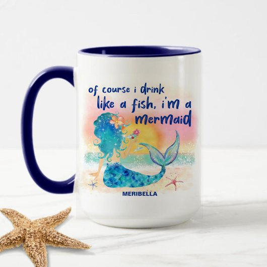 Mug Aquarelle de plage tropicale de la mer de Mermaid