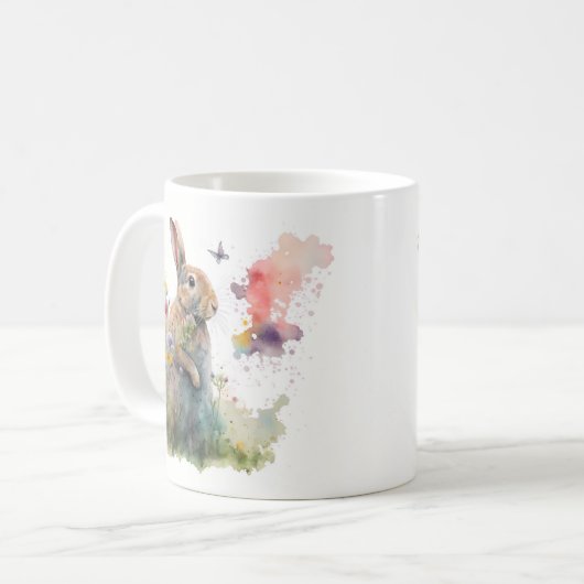 Mug Aquarelle de printemps Rabbit (Devant gauche)