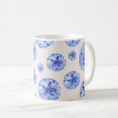 Mug Aquarelle de sable bleu dollar-nom monogramme pers (Devant droit)