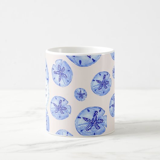 Mug Aquarelle de sable bleu dollar-nom monogramme pers (Centre)