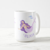 Mug Aquarelle de sirène mauve mauve fille Anniversaire (Devant droit)