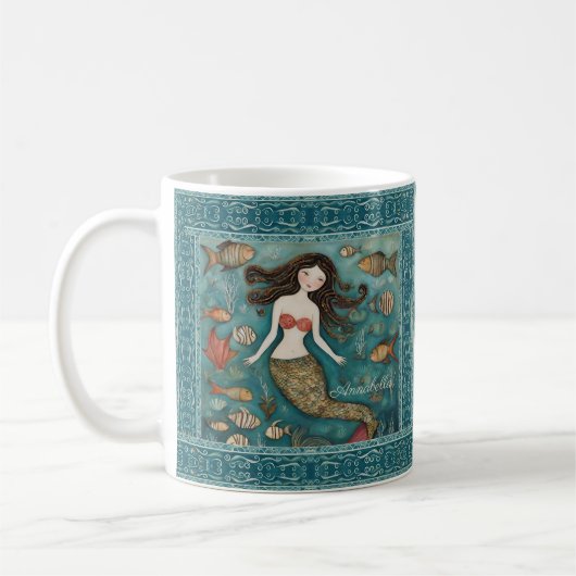 Mug Aquarelle de sirène personnalisée (Gauche)