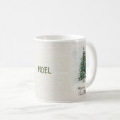 Mug Aquarelle de style ancien Arbre de Noël à neige (Devant droit)