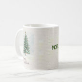 Mug Aquarelle de style ancien Arbre de Noël à neige (Devant gauche)